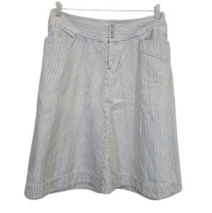 Lauren Ralph Lauren Size 10 100% Cotton Stripe Skirt Pockets